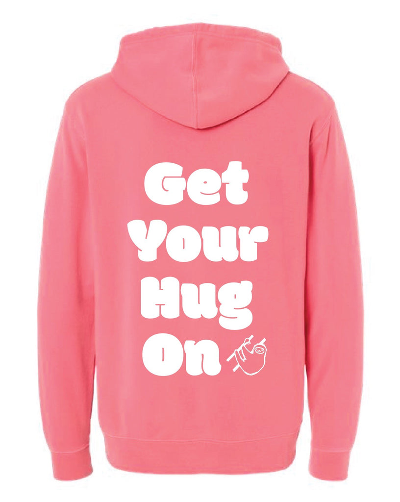 Bold PUFF PRINT Vintage Aesthetic Sloth Hoodie - GET YOUR HUG ON